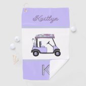Paarse Lavendel Golfkar Monogram Naam Golfhanddoek (Insitu)