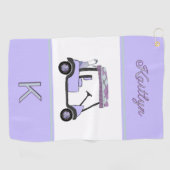Paarse Lavendel Golfkar Monogram Naam Golfhanddoek (Horizontaal)