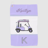 Paarse Lavendel Golfkar Monogram Naam Golfhanddoek (Voorkant)