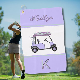 Paarse Lavendel Golfkar Monogram Naam Golfhanddoek