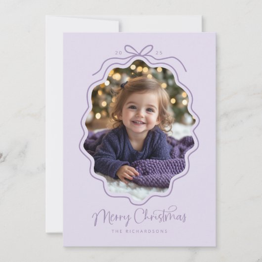 Paarse Lavendel Golvende Foto Feestdagenkaart (Voorkant)