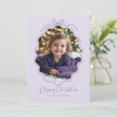 Paarse lavendel golvende foto feestdagenkaart (Staand voorkant)