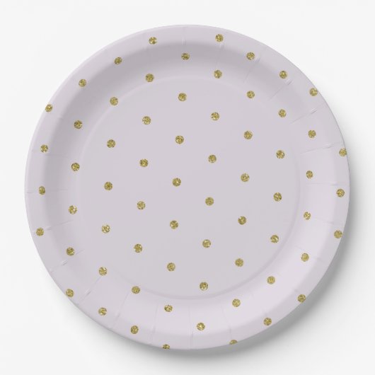 Paarse Lavendel Gouden Glitter Polka Dot Patroon Papieren Bordje (Voorkant)