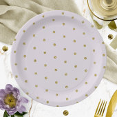 Paarse Lavendel Gouden Glitter Polka Dot Patroon Papieren Bordje