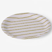 Paarse lavendel gouden glitter streeppatroon papieren bordje (Gekanteld)
