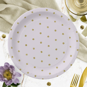 Paarse lavendel gouden glitterspikkels patroon papieren bordje