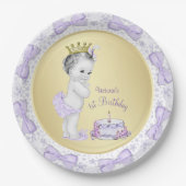 Paarse Lavendel Gouden Prinses 1e Verjaardagsfeest Papieren Bordje (Voorkant)