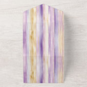 Paarse lavendel gouden strepen bruiloft all in one uitnodiging (Buitenkant)