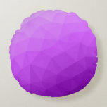 Paarse lavendel gradiënt geometrisch mesh patroon rond kussen<br><div class="desc">Driehoek geometrisch gaas met licht tot donkerroze paarse lavendel ombre gradiënt.</div>