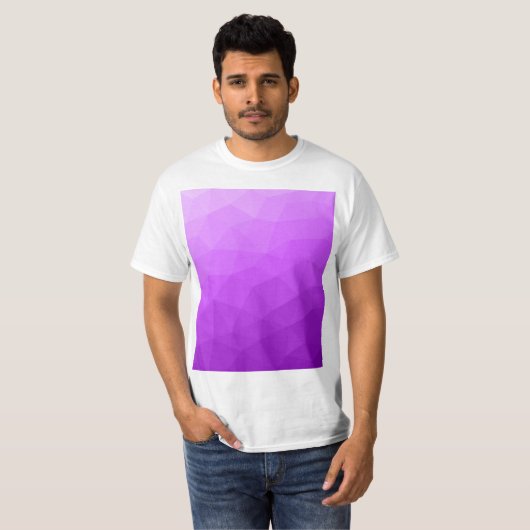 Paarse lavendel gradiënt geometrisch mesh patroon t-shirt (Voorkant volledig)
