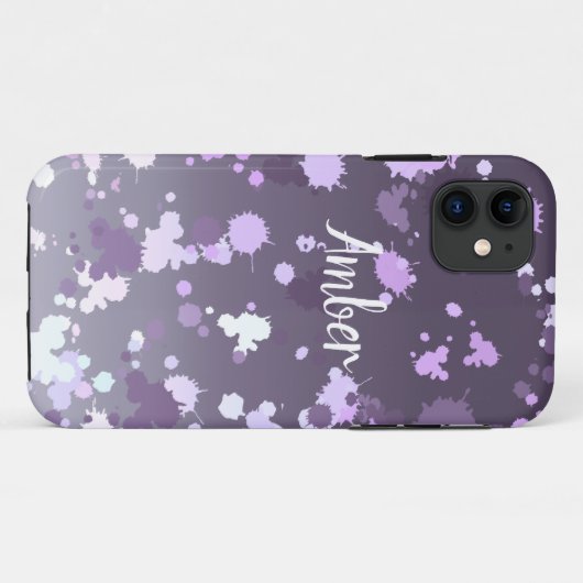 Paarse Lavendel Gradiënt Verfspat Personalized Case-Mate iPhone Case (Achterkant (horizontaal))