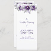 Paarse lavendel grijs bloemenbruiloft programma programmakaart (Voorkant / Achterkant)
