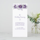 Paarse lavendel grijs bloemenbruiloft programma programmakaart (Staand voorkant)