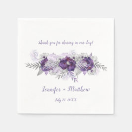 Paarse lavendel grijze achtergrond receptie servet