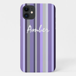 Paarse lavendel grijze verticale gestreepte gepers Case-Mate iPhone case