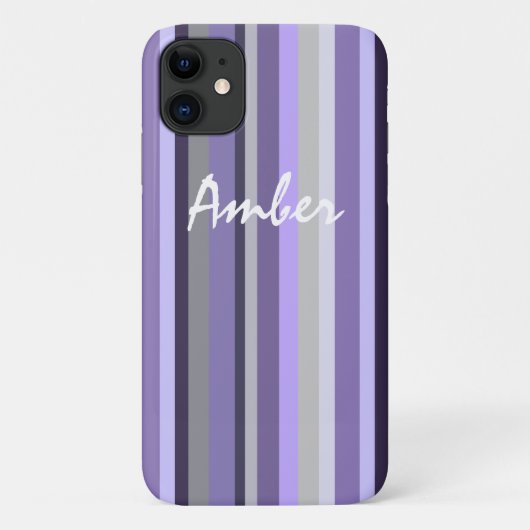 Paarse lavendel grijze verticale gestreepte gepers Case-Mate iPhone case (Achterkant)