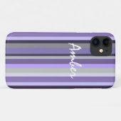 Paarse lavendel grijze verticale gestreepte gepers Case-Mate iPhone case (Achterkant (horizontaal))