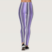 Paarse lavendel grijze verticale gestreepte leggings (Achterkant)
