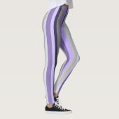 Paarse lavendel grijze verticale gestreepte leggings (Rechts)