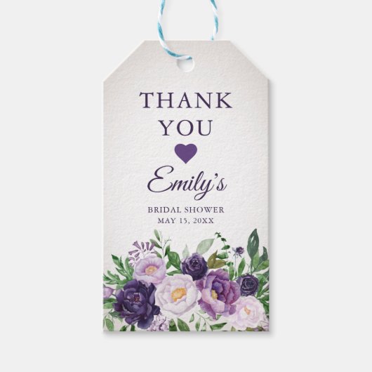 Paarse Lavendel Groene Bruidsdouche Bedankt Cadeaulabel (Voorkant)
