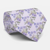 Paarse lavendel halsdoek met bloemenprint stropdas (Opgerold)