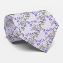 Paarse lavendel halsdoek met bloemenprint stropdas