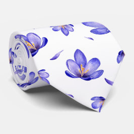Paarse lavendel halsdoek met bloemenprint stropdas