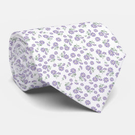 Paarse lavendel halsdoek met bloemenprint stropdas