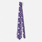 Paarse lavendel halsdoek met bloemenprint stropdas (Voorkant)