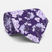Paarse lavendel halsdoek met bloemenprint stropdas (Opgerold)