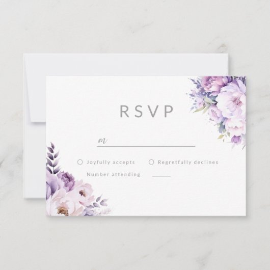 Paarse Lavendel Haze Bloemen Bruiloft RSVP Kaartje (Voorkant)