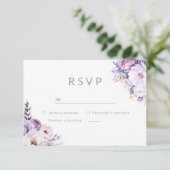 Paarse Lavendel Haze Bloemen Bruiloft RSVP Kaartje (Staand voorkant)