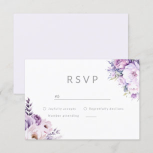 Paarse Lavendel Haze Bloemen Bruiloft RSVP Kaartje