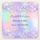 Paarse lavendel holografische naam bedrijf kartonnen onderzetters (Voorkant)