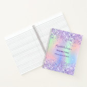 Paarse lavendel holografische naam bedrijf  notitieboek (Binnen)