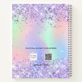 Paarse lavendel holografische naam bedrijf  notitieboek (Achterkant)