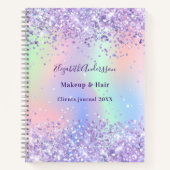 Paarse lavendel holografische naam bedrijf  notitieboek (Voorkant)