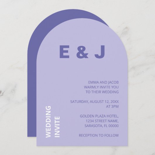 Paarse lavendel huwelijksuitnodiging kaart (Voorkant / Achterkant)