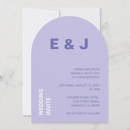 Paarse lavendel huwelijksuitnodiging kaart (Voorkant)