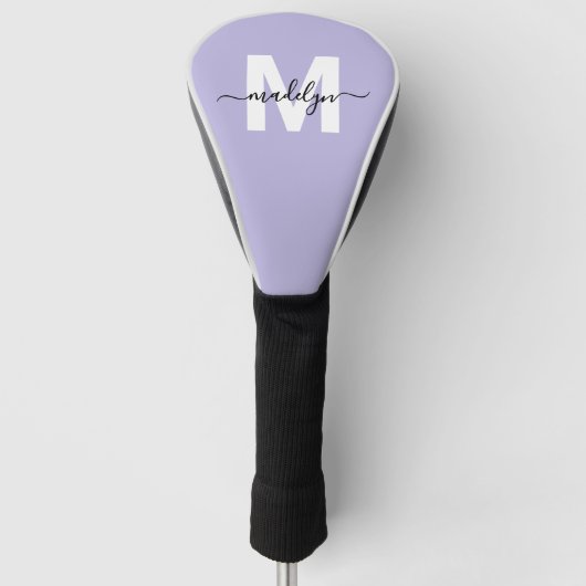 Paarse lavendel Initiaal naam monogram Golfheadcover (Voorkant)