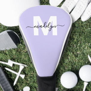 Paarse Lavendel Initiële Naam Monogram Golfheadcover