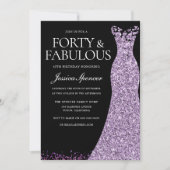 Paarse Lavendel Jurk Vrouwen 40e Verjaardagsfeestj Kaart (Voorkant)