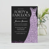 Paarse Lavendel Jurk Vrouwen 40e Verjaardagsfeestj Kaart (Staand voorkant)