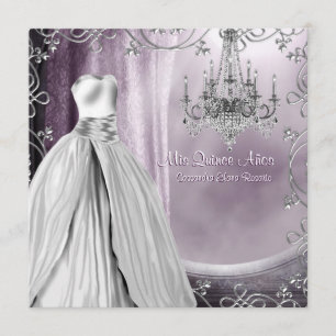 Paarse lavendel kroonluchter Quinceanera Kaart
