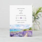 Paarse Lavendel Kustveld Art Beach Bruiloft Kaart (Staand voorkant)