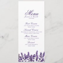 Paarse Lavendel Lila Bloem Bruiloft Menu