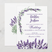 Paarse Lavendel Lila Bloem Bruiloft Uitnodiging (Voorkant / Achterkant)