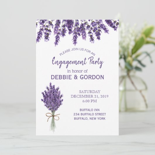 Paarse Lavendel Lila Bloem Bruiloft Verloving Kaart (Staand voorkant)