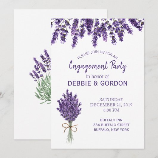 Paarse Lavendel Lila Bloem Bruiloft Verloving Kaart (Voorkant / Achterkant)