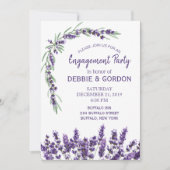 Paarse Lavendel Lila Bloem Bruiloft Verloving Kaart (Voorkant)